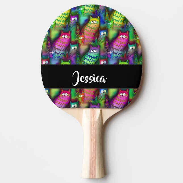 Colorful gradient cats pattern ping pong paddle (Front)