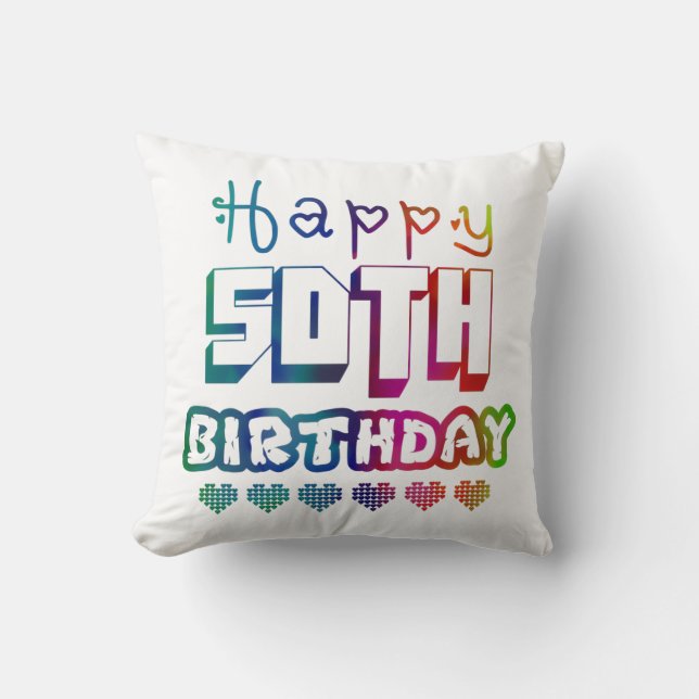 colorful gradient Happy 50th birthday Cushion (Front)