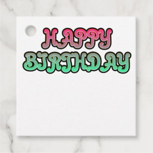 Colorful Gradient Happy Birthday Typography Favour Tags