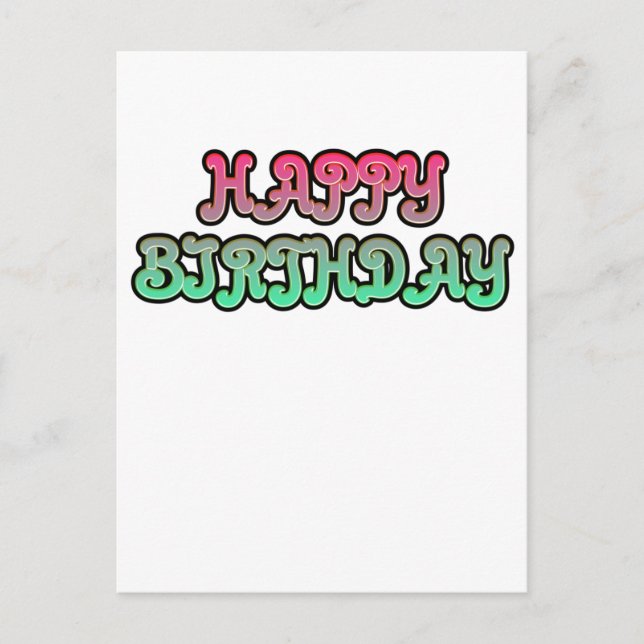 Colorful Gradient Happy Birthday Typography Postcard (Front)