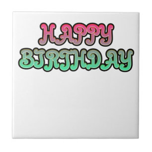 Colorful Gradient Happy Birthday Typography Tile