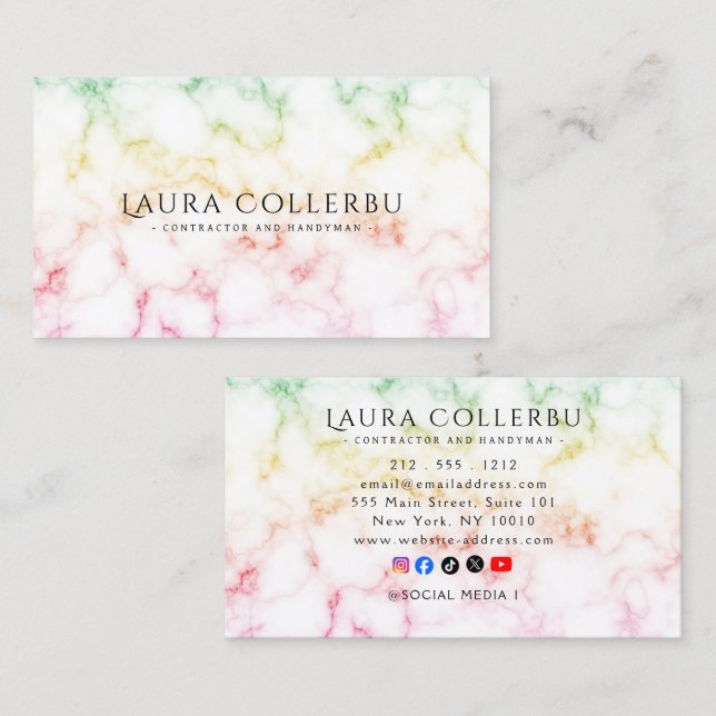 Colorful Gradient Marble Texture  Business Card (Front/Back)