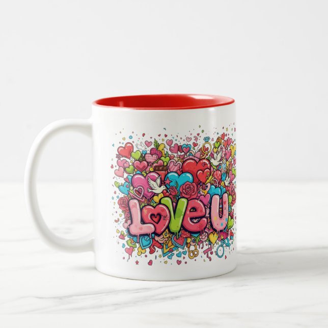 Colorful Graffiti Love U Mug (Left)