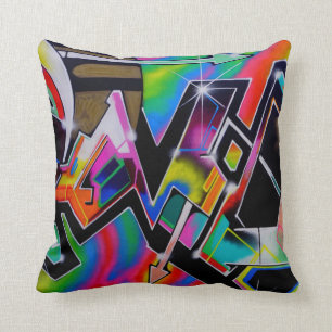 Colorful graffiti pillow