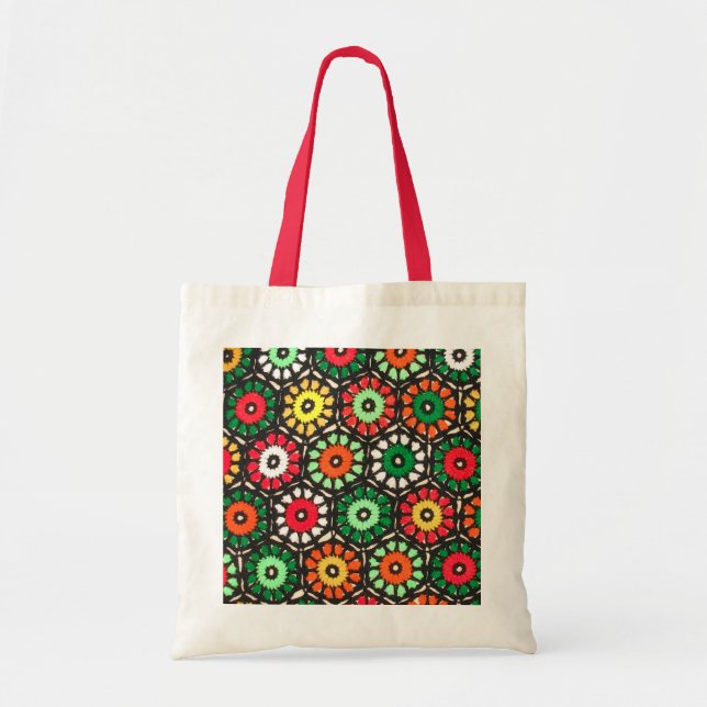 Colorful Granny Circles Crochet Pattern Tote Bag (Front)