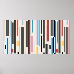 colorful graphic pattern of various stripes  poster
