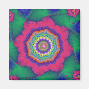 Colorful Green and Pink Fractal Magnet