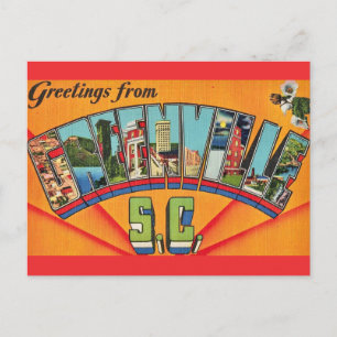 Colorful Greenville SC Greeting Postcard