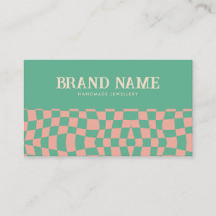 Colorful Groovy Checkerboard Retro Bold Fun Business Card