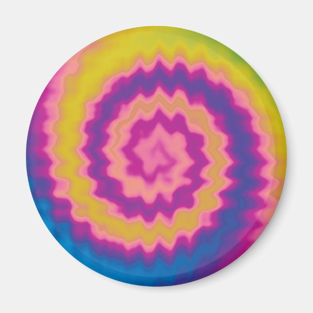 Colorful groovy funky retro tie dye pattern magnet (Front)