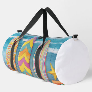 COLORFUL GROOVY SUMMER SURFBOARDS DUFFLE BAG