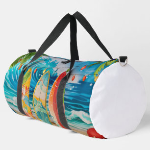 COLORFUL GROOVY SUMMER SURFBOARDS DUFFLE BAG