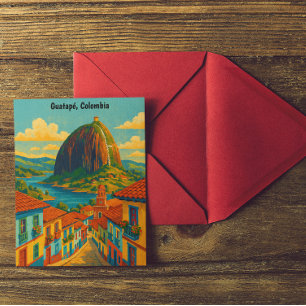 Colorful Guatape El Penol Rock Colombia  Postcard