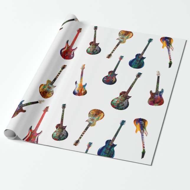Colorful guitars wrapping paper (Unrolled)