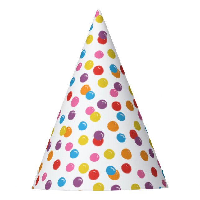 Colorful Gumball Candy Kids Birthday Party Hat (Front)