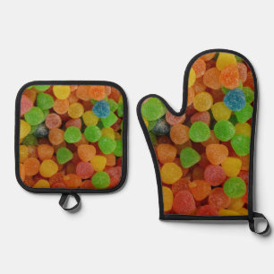 Colorful Gumdrops Candy Oven Mitt & Pot Holder Set