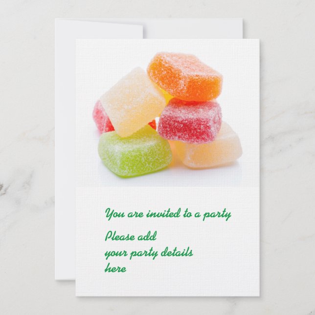 Colorful gummy square sweets invitation (Front)