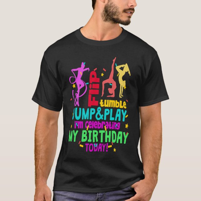 Colorful Gymnast Girl Gymnastics Birthday T-Shirt (Front)