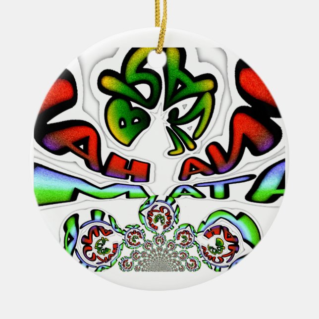 Colorful Hakuna Matata Graffiti Art Print Ceramic Tree Decoration (Front)