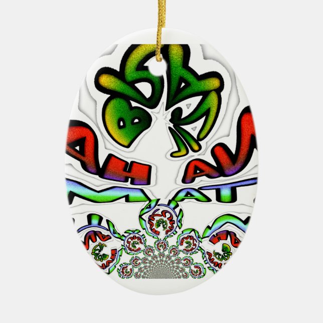 Colorful Hakuna Matata Graffiti Art Print Ceramic Tree Decoration (Front)