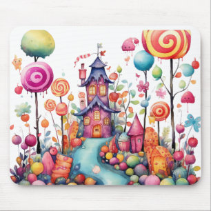COLORFUL HALLOWEEN CANDY HOUSE MOUSE MAT