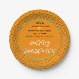 COLORFUL HALLOWEEN PARTY SPOOKY SEAMLESS PATTERN PAPER PLATE