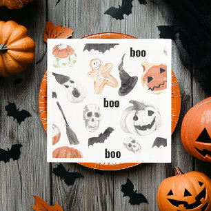 Colorful Halloween Scary Pattern  Happy Halloween Napkin