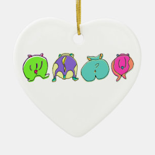 Colorful Hamster Butts Ceramic Tree Decoration