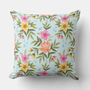 Colorful Hand Draw Flowers Cushion