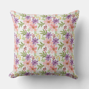 Colorful Hand Draw Flowers Seamless Pattern-1 Cushion