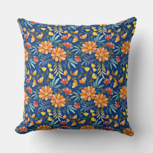 Colorful Hand Draw Flowers Seamless Pattern-7 Cushion