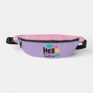 Colorful Hand Drawn Art - Hello Sunshine Text Bum Bags