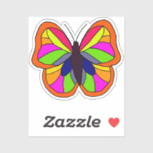 Colorful Hand-Drawn Butterfly Orange and Green