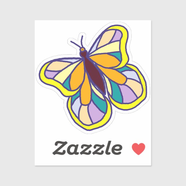 Colorful Hand-Drawn Butterfly Yellow (Sheet)