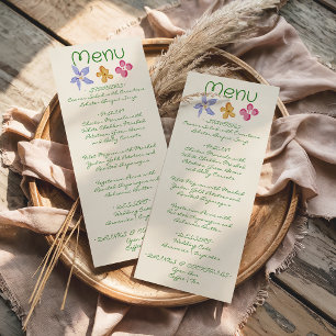 Colorful Hand Drawn Floral Spring Wedding Menu 