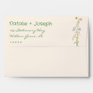 Colorful Hand Drawn Whimsical Wildflower Wedding Envelope
