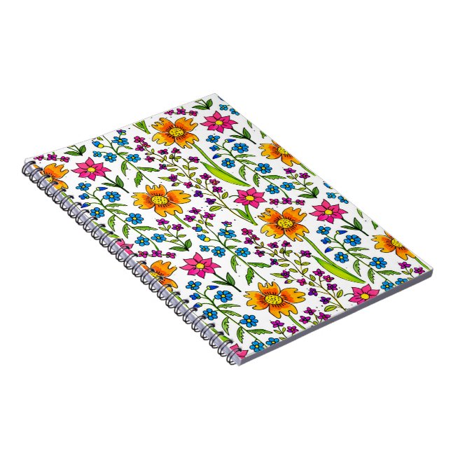 Colorful Hand-Drawn Wildflower Pattern  Notebook (Right Side)