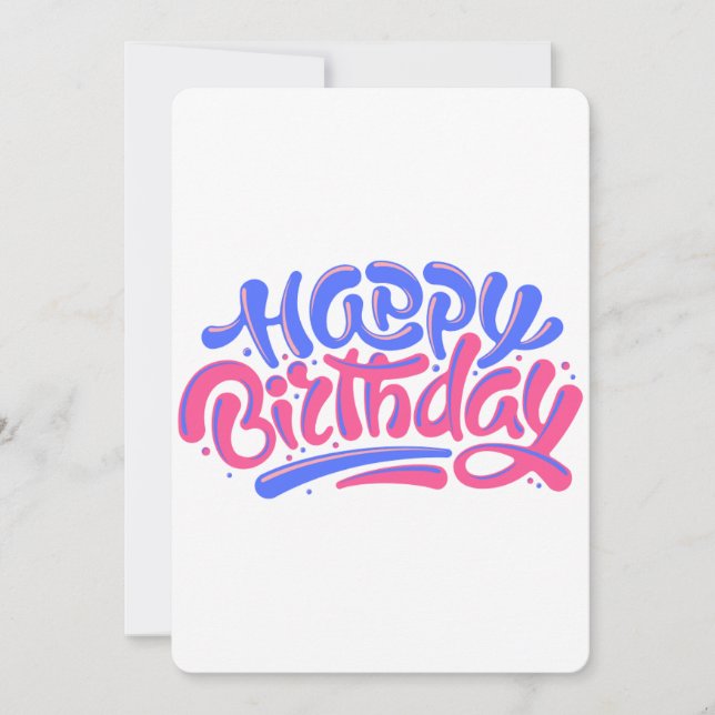 Colorful Hand-Lettered Happy Birthday Design Invitation (Front)