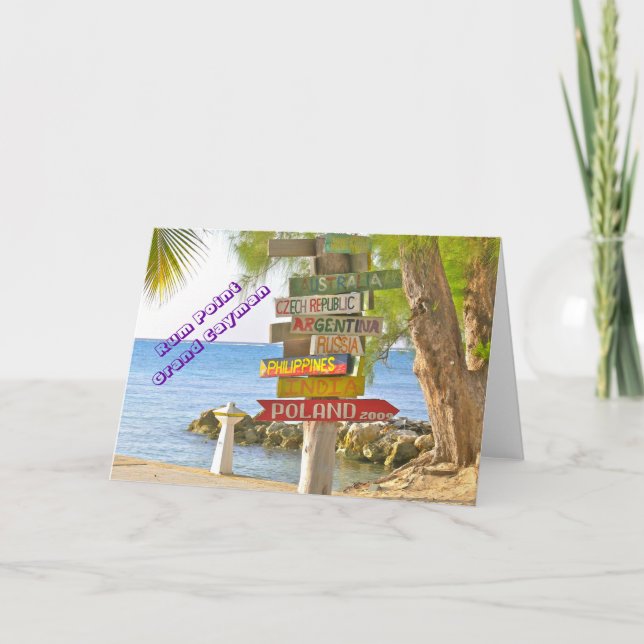 COLORFUL HANDMADE SIGNS AT RUM POINT GRAND CAYMAN CARD (Front)