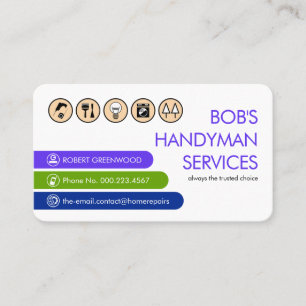 Colorful Handyman Tabs Home Repairs Business Card