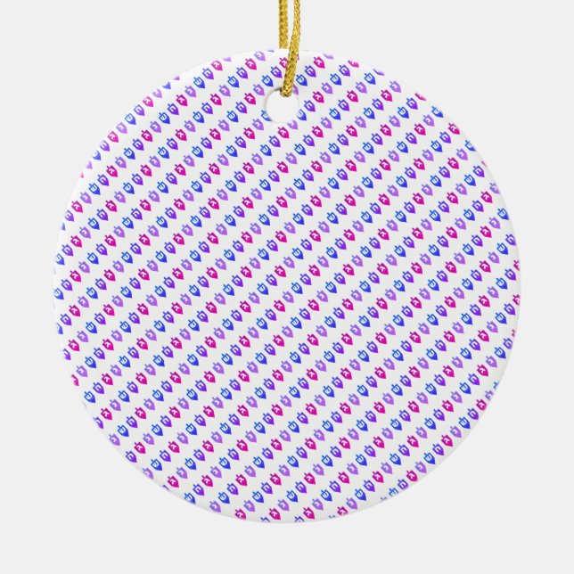 Colorful Hanukkah Dreidels Ceramic Tree Decoration (Front)