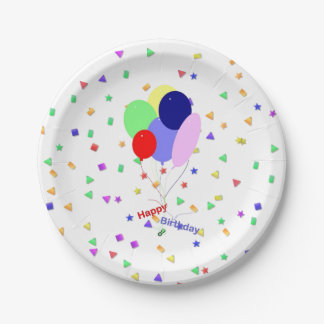 Colorful Happy Birthday Balloons Paper Plates