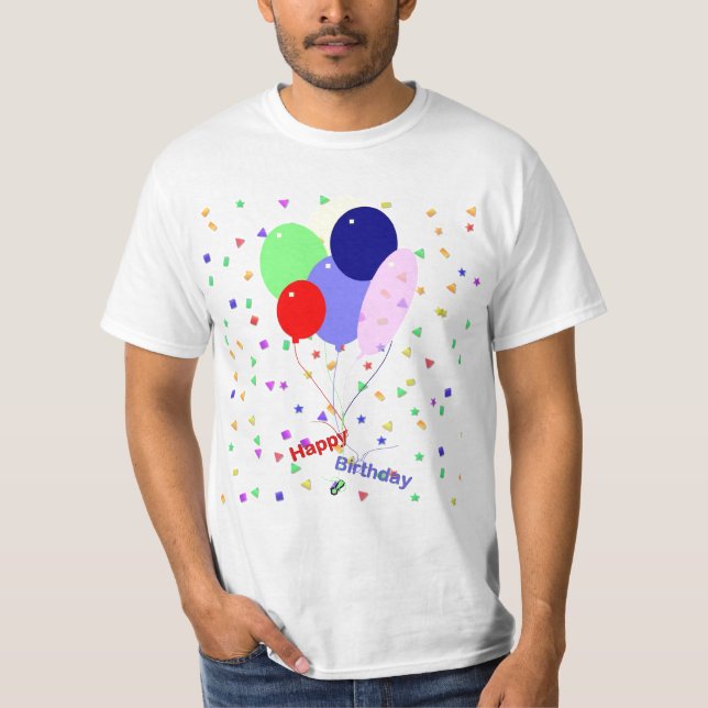 Colorful Happy Birthday Balloons T-Shirt (Front)