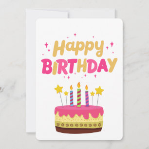 Colorful Happy Birthday Cake Greeting Card