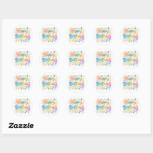 Colorful Happy Birthday Classic Round Sticker
