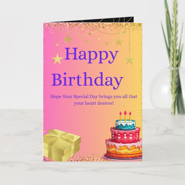 Colorful Happy Birthday Folded Greeting Card (Front)