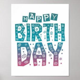 colorful happy birthday for all poster