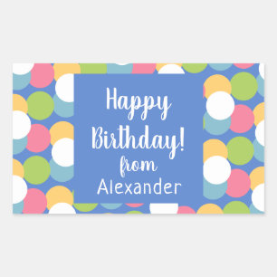Colorful Happy Birthday from Name Blue Classic Rou Rectangular Sticker