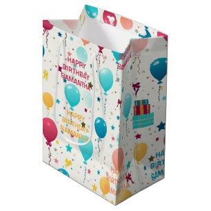 Colorful Happy Birthday Pattern Medium Gift Bag