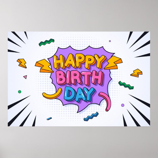 Colorful Happy Birthday Poster (Front)